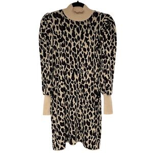 Just Taylor Sweater Dress Missing Size (M) Cheetah Animal Print High Neck READ